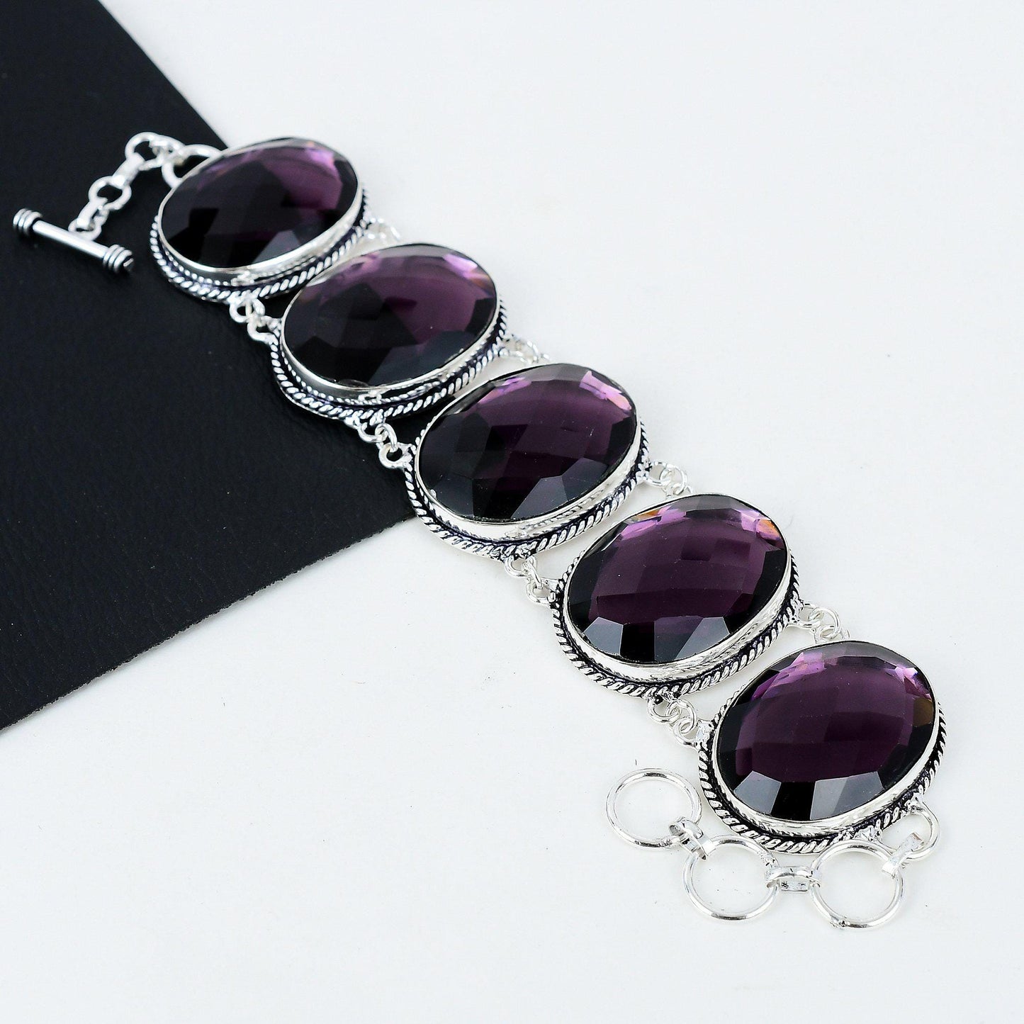 Purple Amethyst Sterling Silver Bracelet