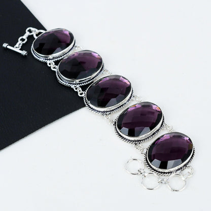 Purple Amethyst Sterling Silver Bracelet