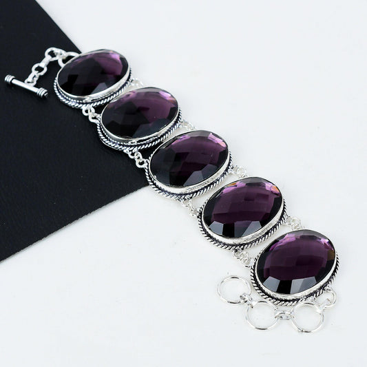 Purple Amethyst Sterling Silver Bracelet