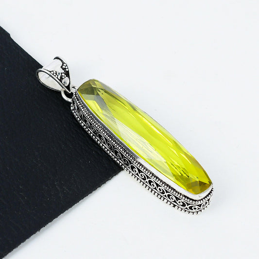 Lemon Quartz Silver Pendant