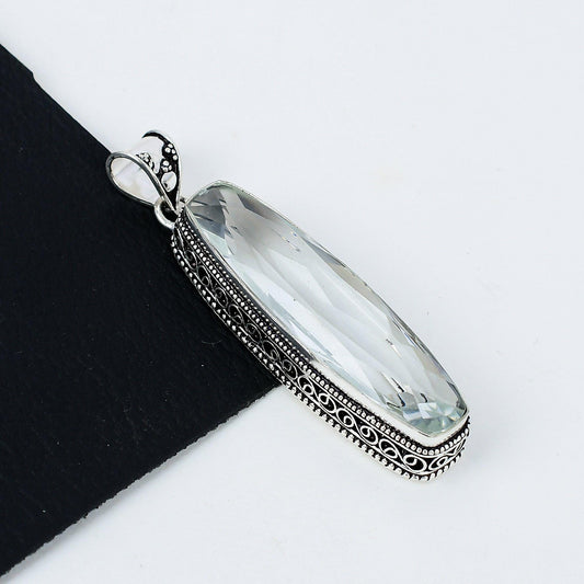 White Topaz Gemstone Sterling Silver Pendant
