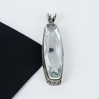 White Topaz Gemstone Sterling Silver Pendant