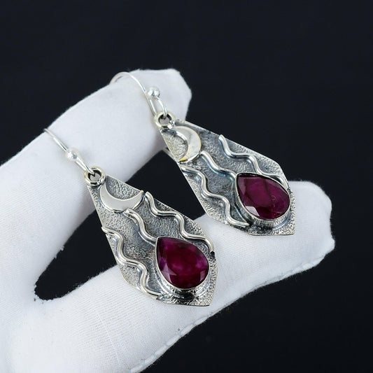 Red Kashmir Ruby Statement Earrings