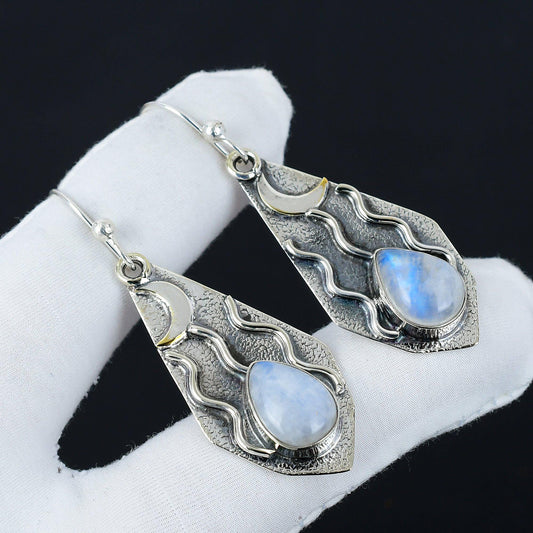 White Moonstone Sterling Silver Earrings
