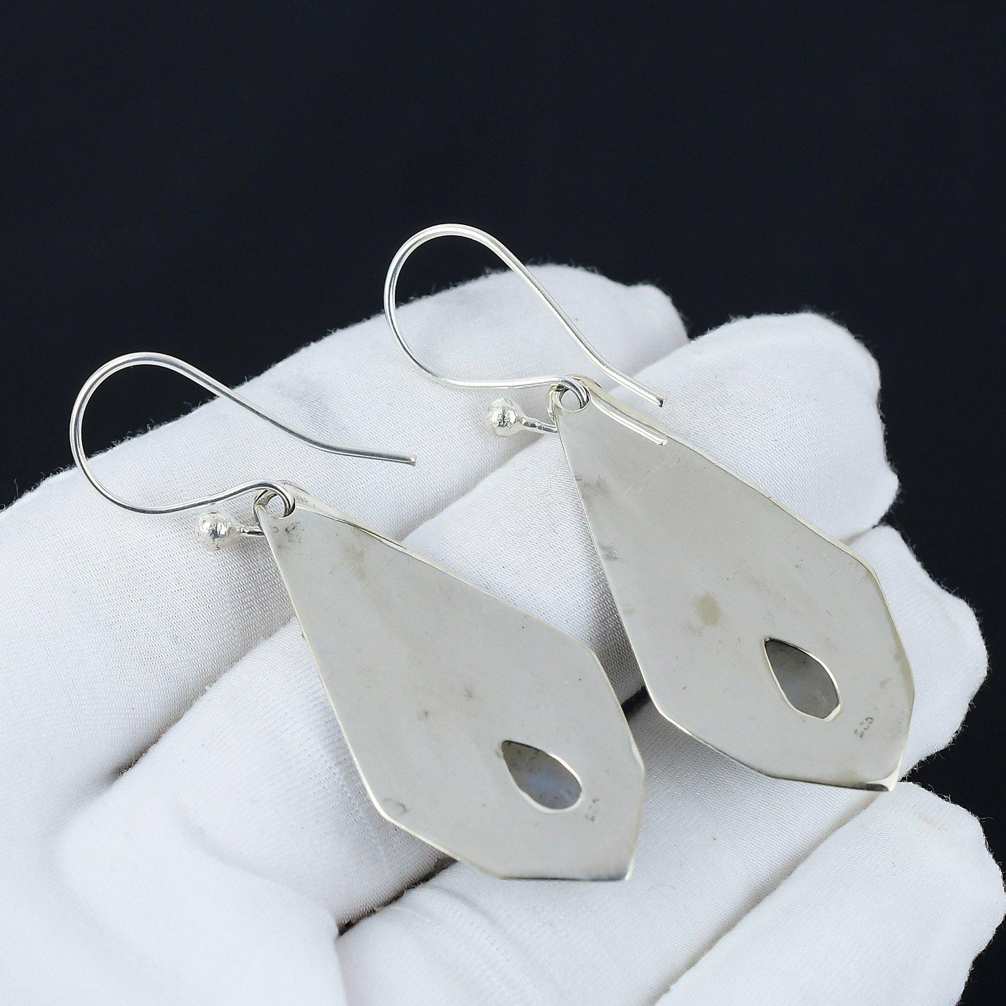 White Moonstone Sterling Silver Earrings