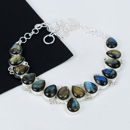 Blue Labradorite Silver Necklace