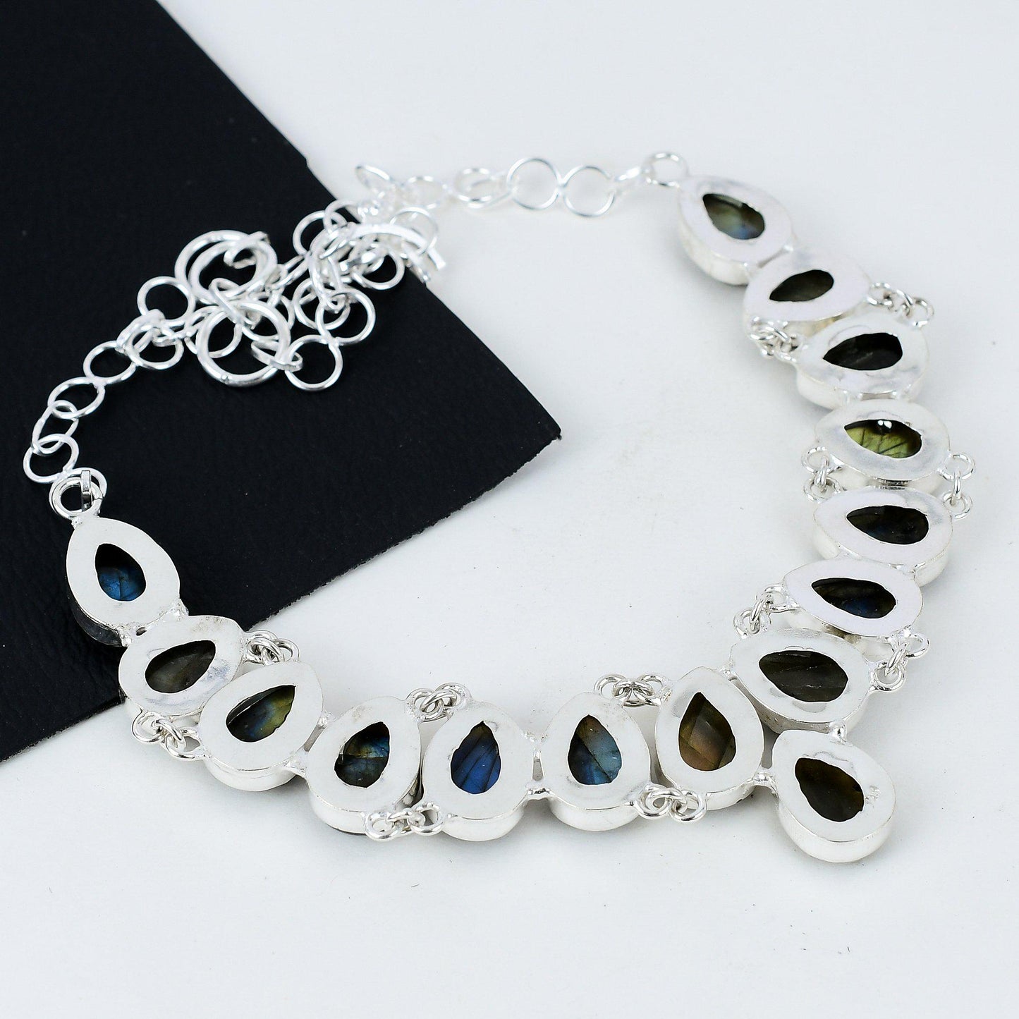 Blue Labradorite Silver Necklace