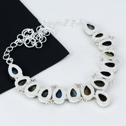 Blue Labradorite Silver Necklace