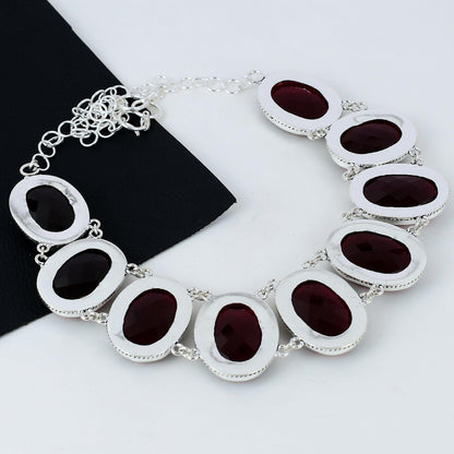 Red Garnet Sterling Silver Necklace