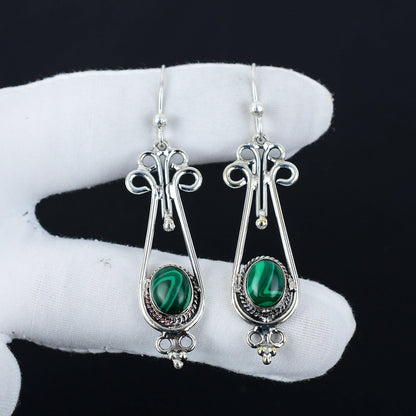 Green Malachite Statement Earrings