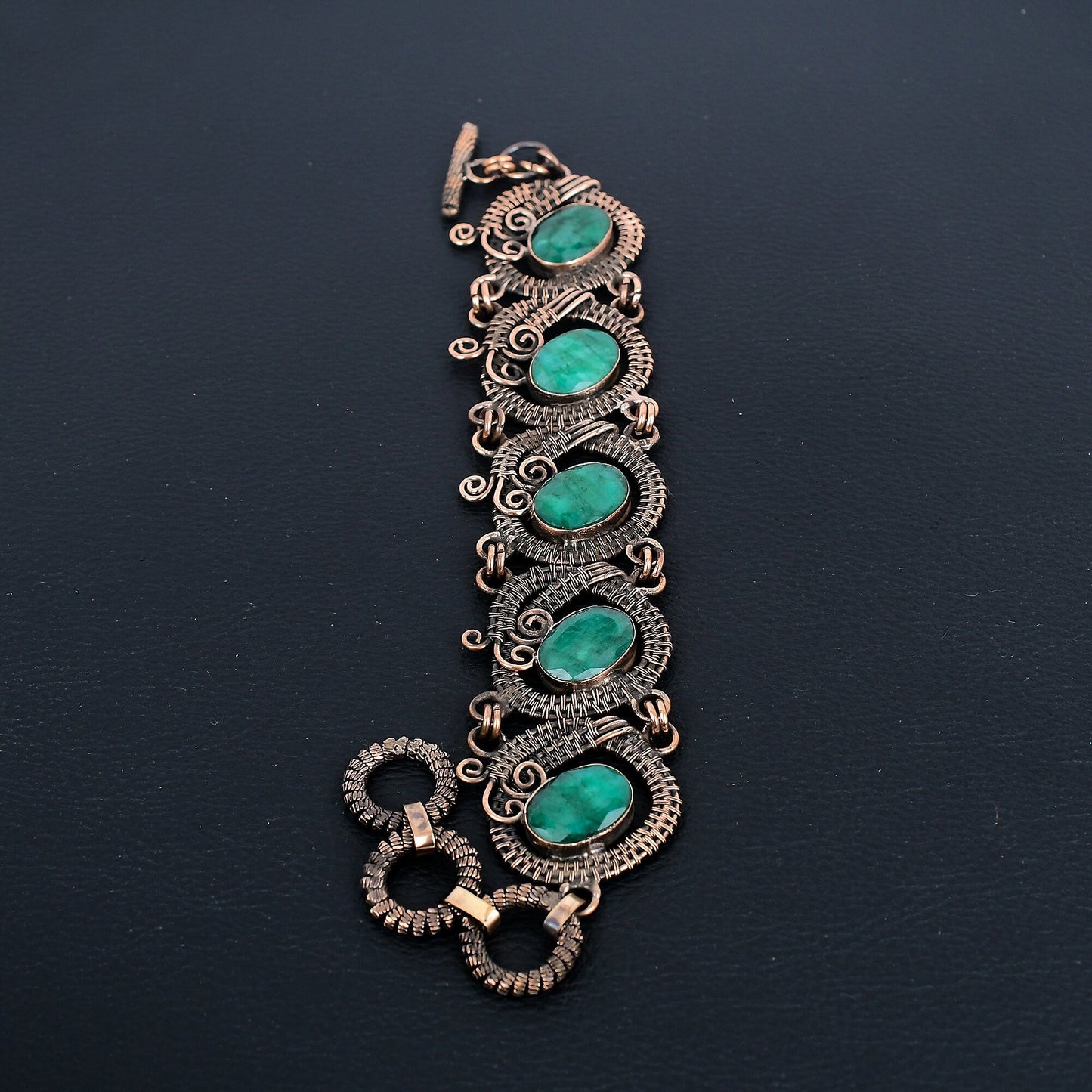 Green Emerald Gemstone Bracelet
