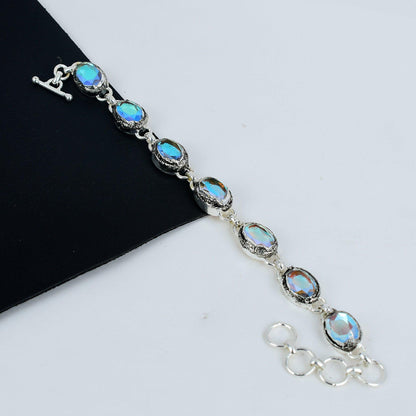 Iridescent Mystic Topaz Silver Bracelet