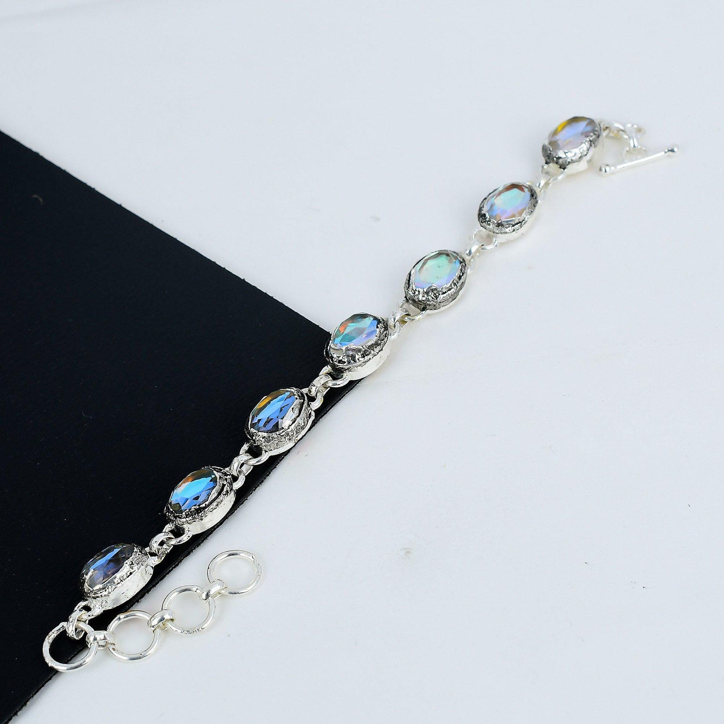 Iridescent Mystic Topaz Silver Bracelet