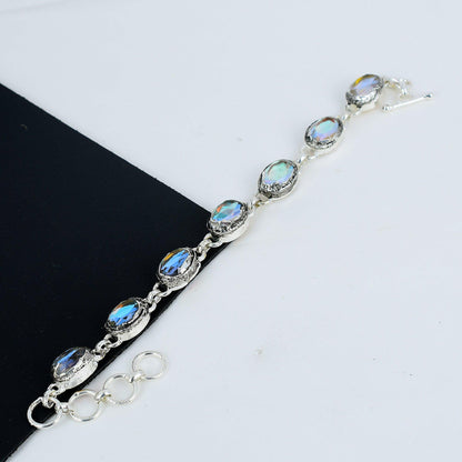 Iridescent Mystic Topaz Silver Bracelet