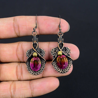 Bi-Color Tourmaline Gemstone Earrings