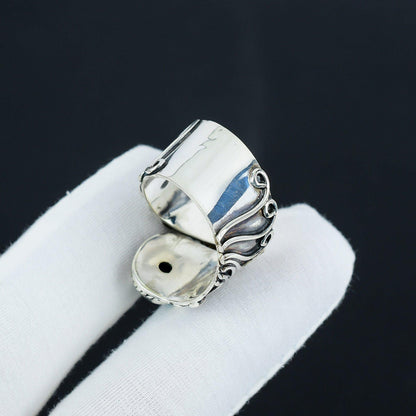Blue Copper Turquoise Sterling Silver Boho Ring