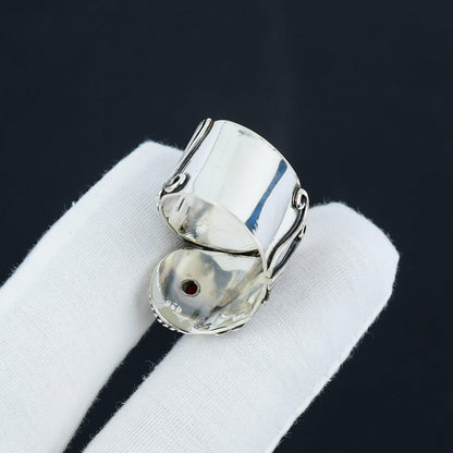 Red Garnet Gemstone Silver Ring
