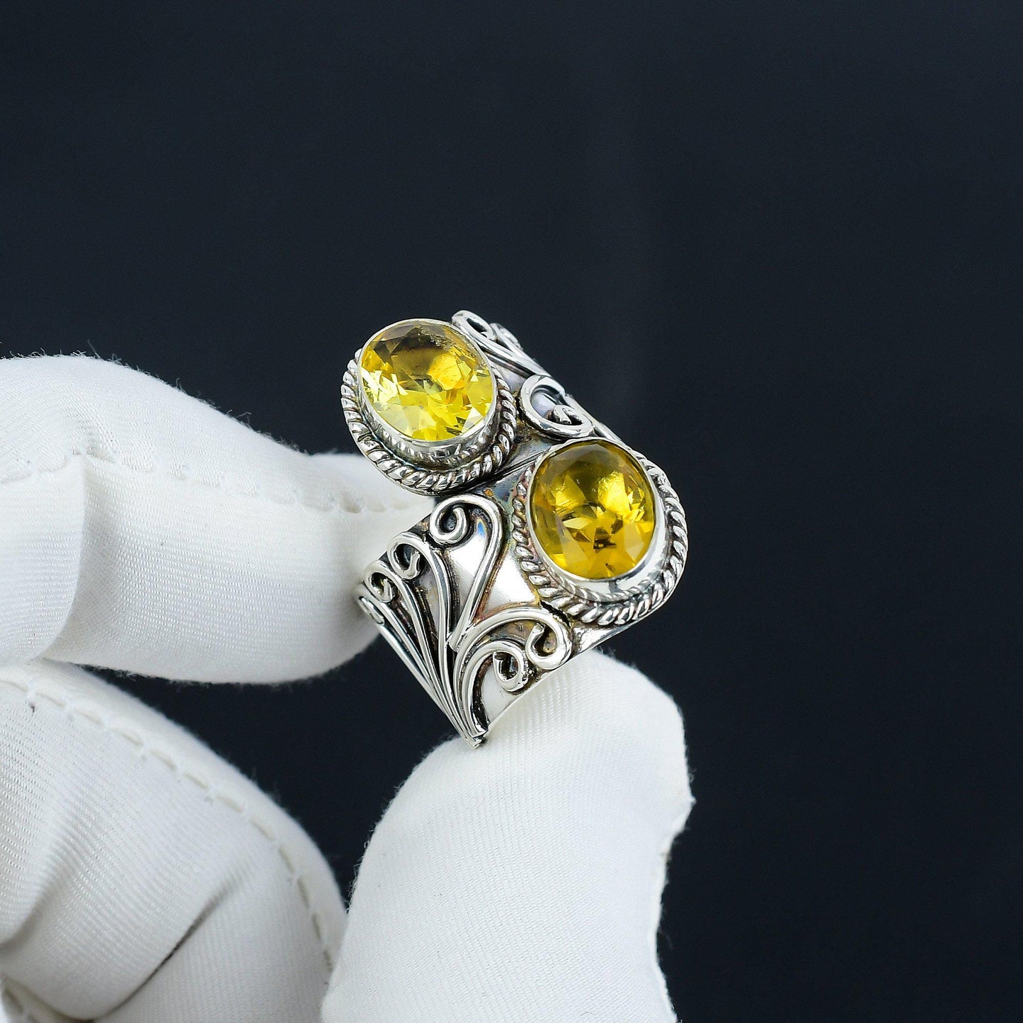 Yellow Citrine Gemstone Ring