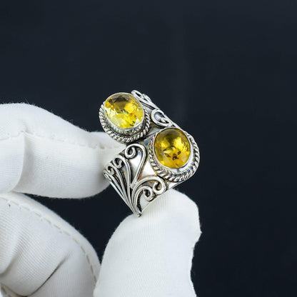 Yellow Citrine Gemstone Ring