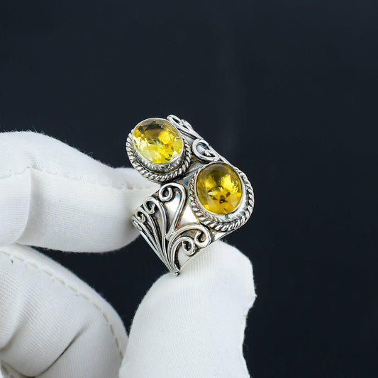 Yellow Citrine Gemstone Ring