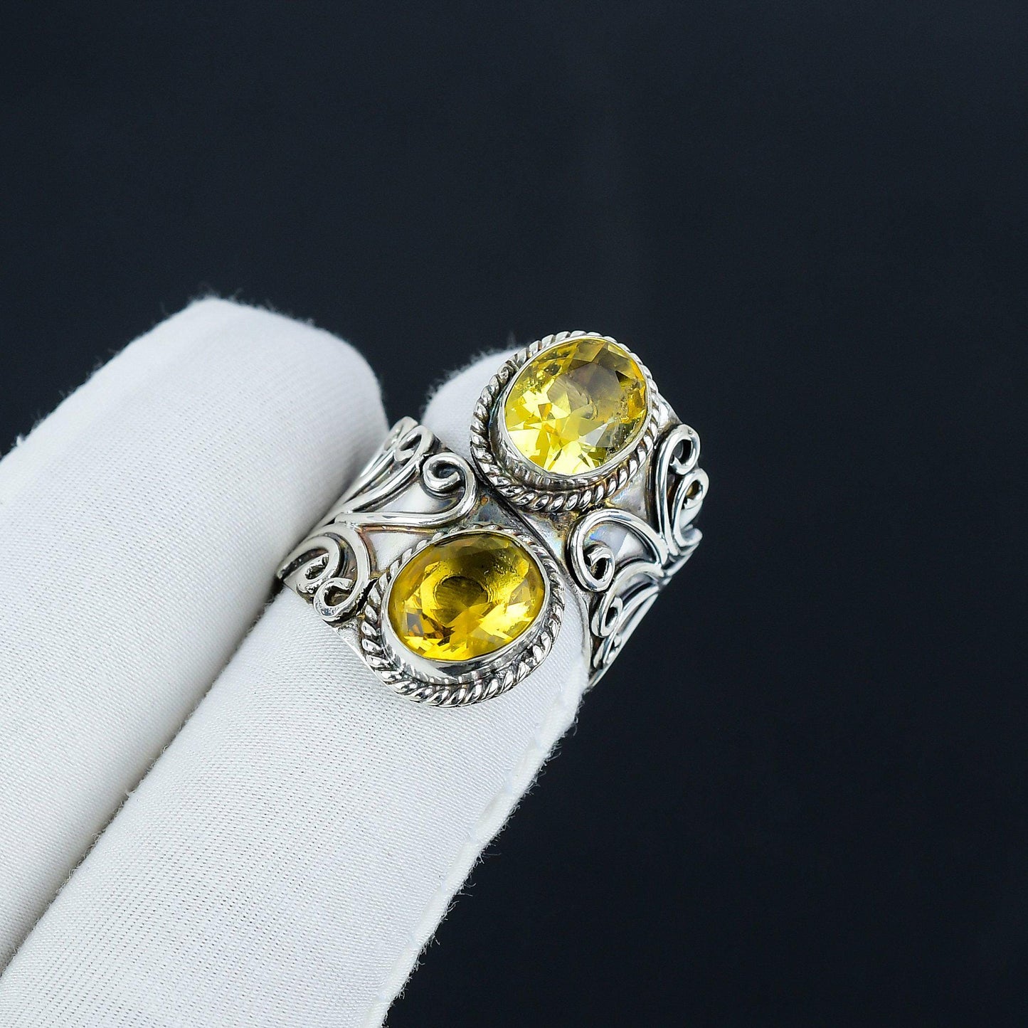 Yellow Citrine Gemstone Ring