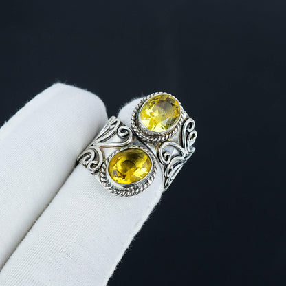 Yellow Citrine Gemstone Ring