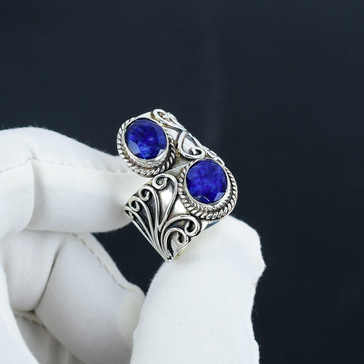 Blue Sapphire Sterling Silver Ring