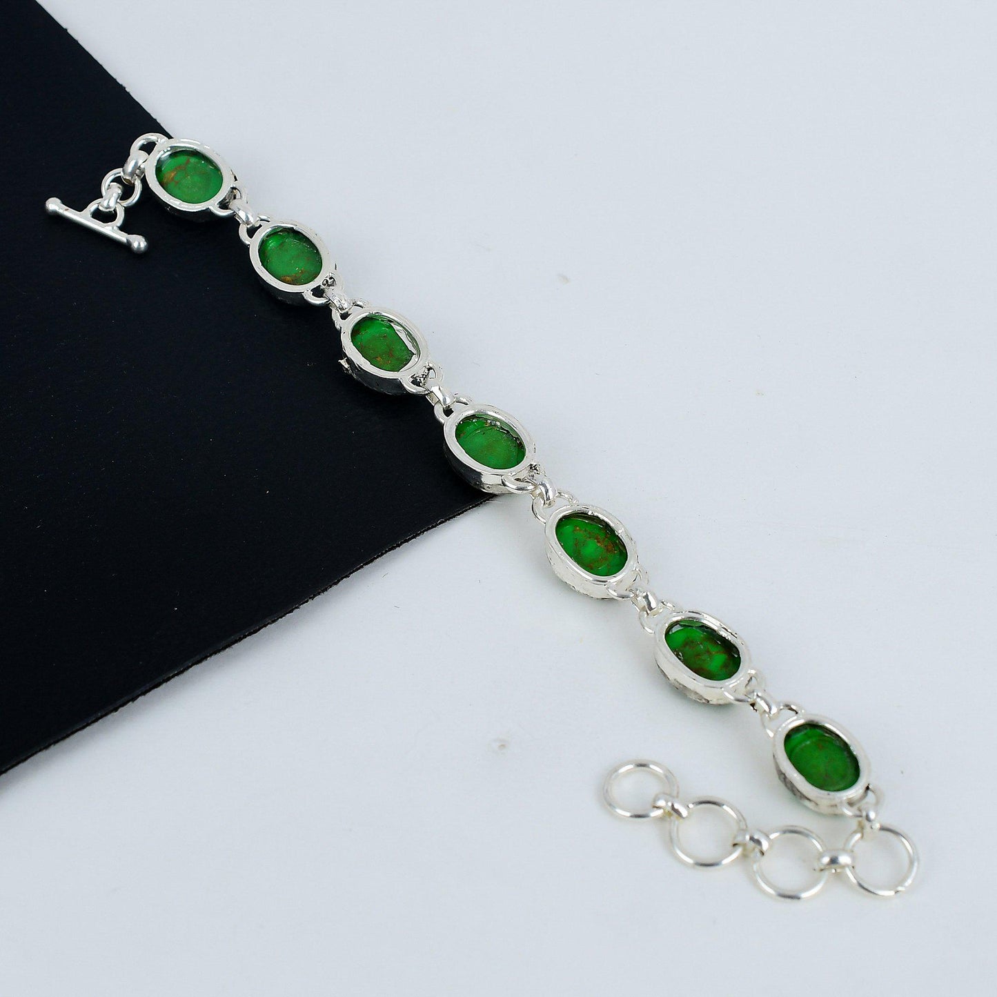 Green Copper Turquoise Silver Bracelet
