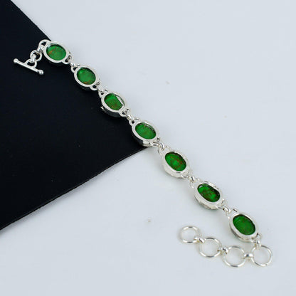 Green Copper Turquoise Silver Bracelet