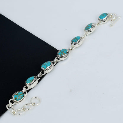 Blue Copper Turquoise Gemstone Bracelet