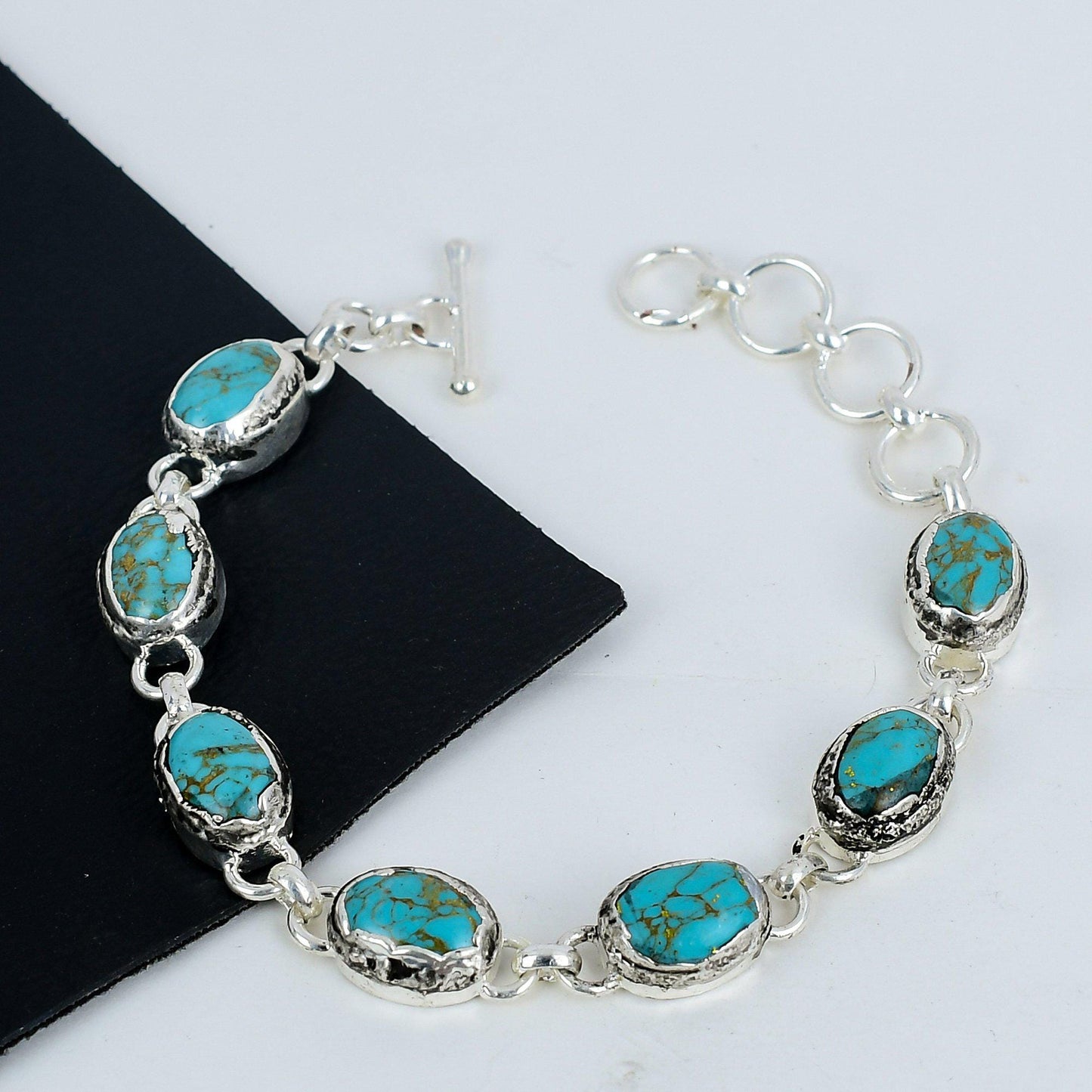 Blue Copper Turquoise Gemstone Bracelet