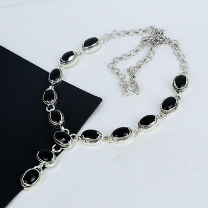 Black Onyx Electroformed Sterling Silver Necklace
