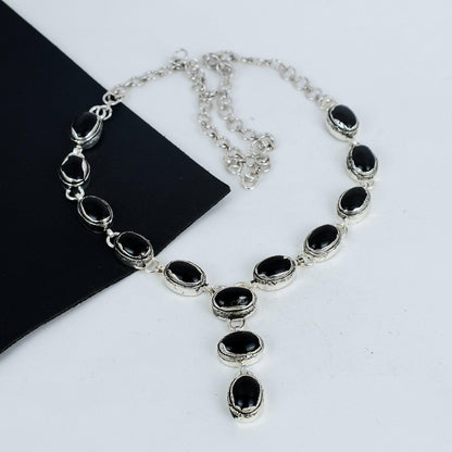 Black Onyx Electroformed Sterling Silver Necklace