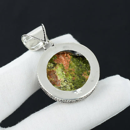 Green and Pink Unakite Jasper Pendant