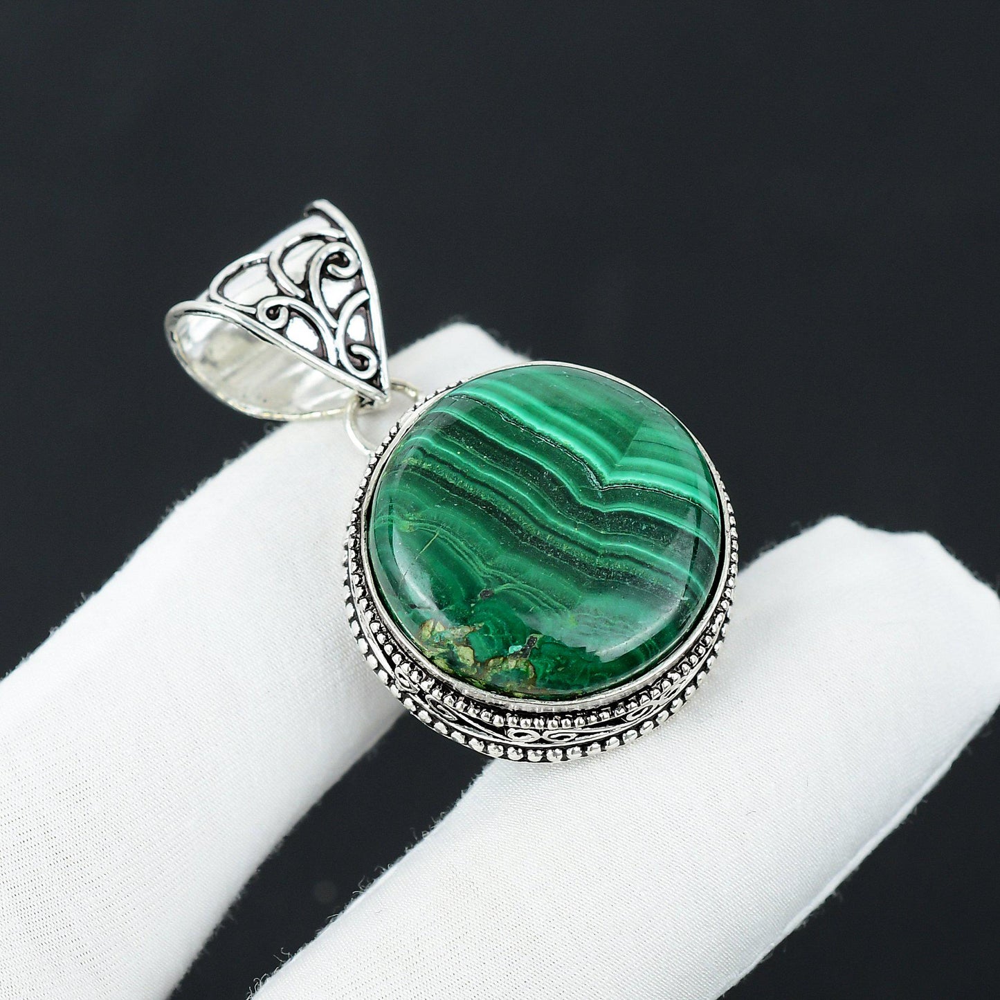 Emerald Green Malachite Gemstone Pendant
