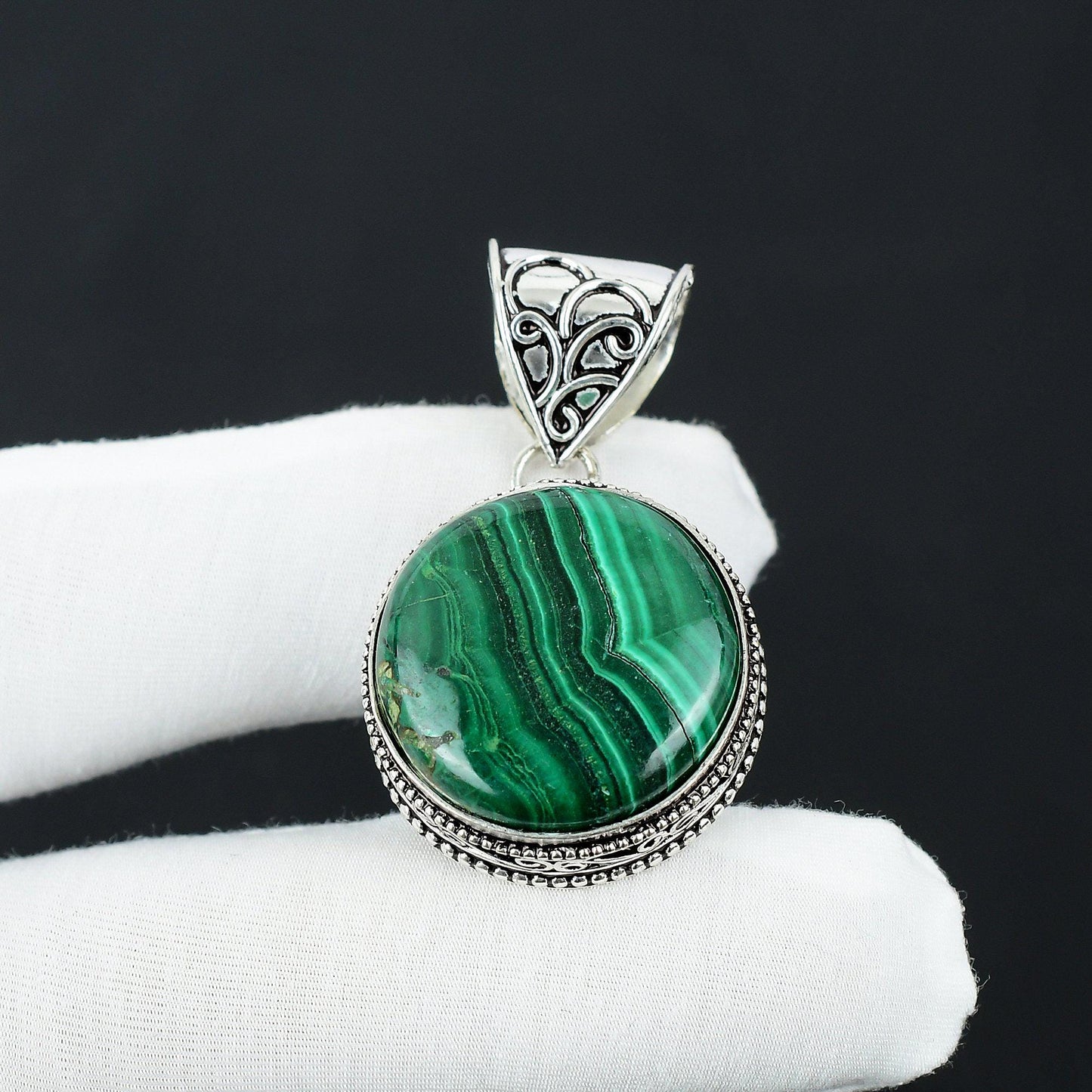Emerald Green Malachite Gemstone Pendant