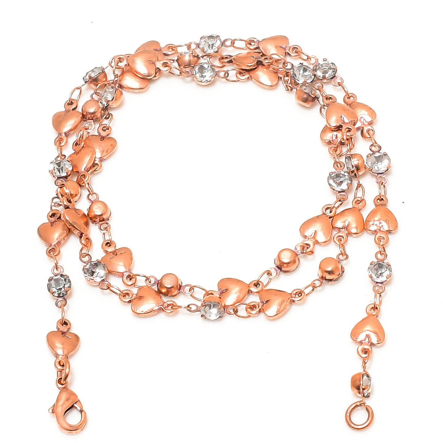 Copper CZ Heart Gemstone Necklace