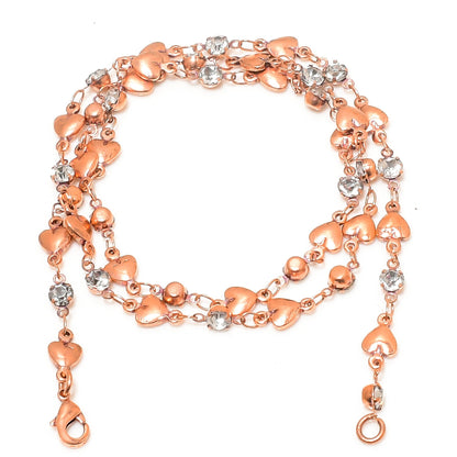 Copper CZ Heart Gemstone Necklace
