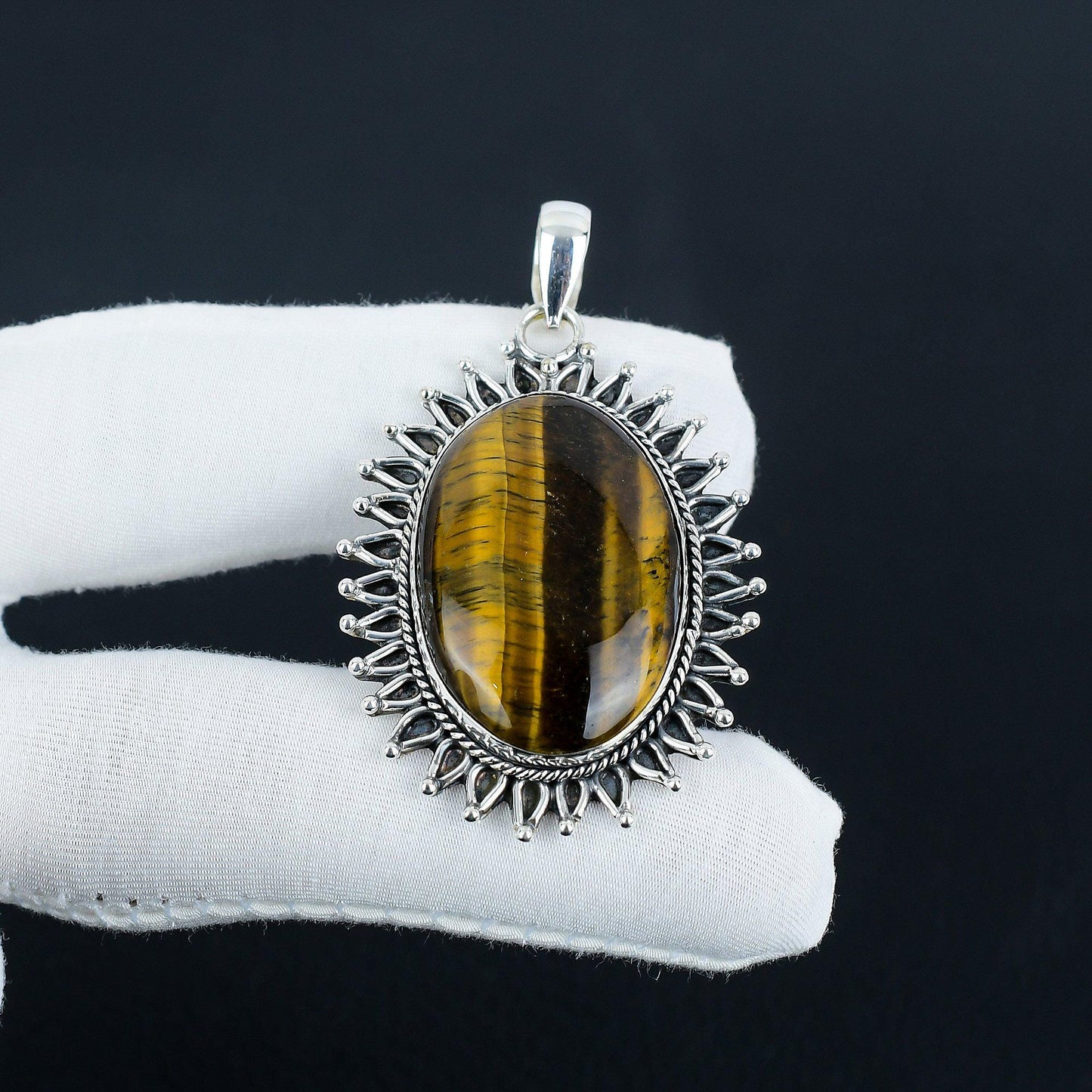 Brown Tiger’s Eye Sterling Silver Pendant