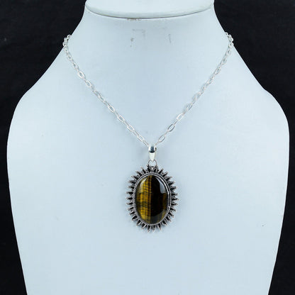 Brown Tiger’s Eye Sterling Silver Pendant