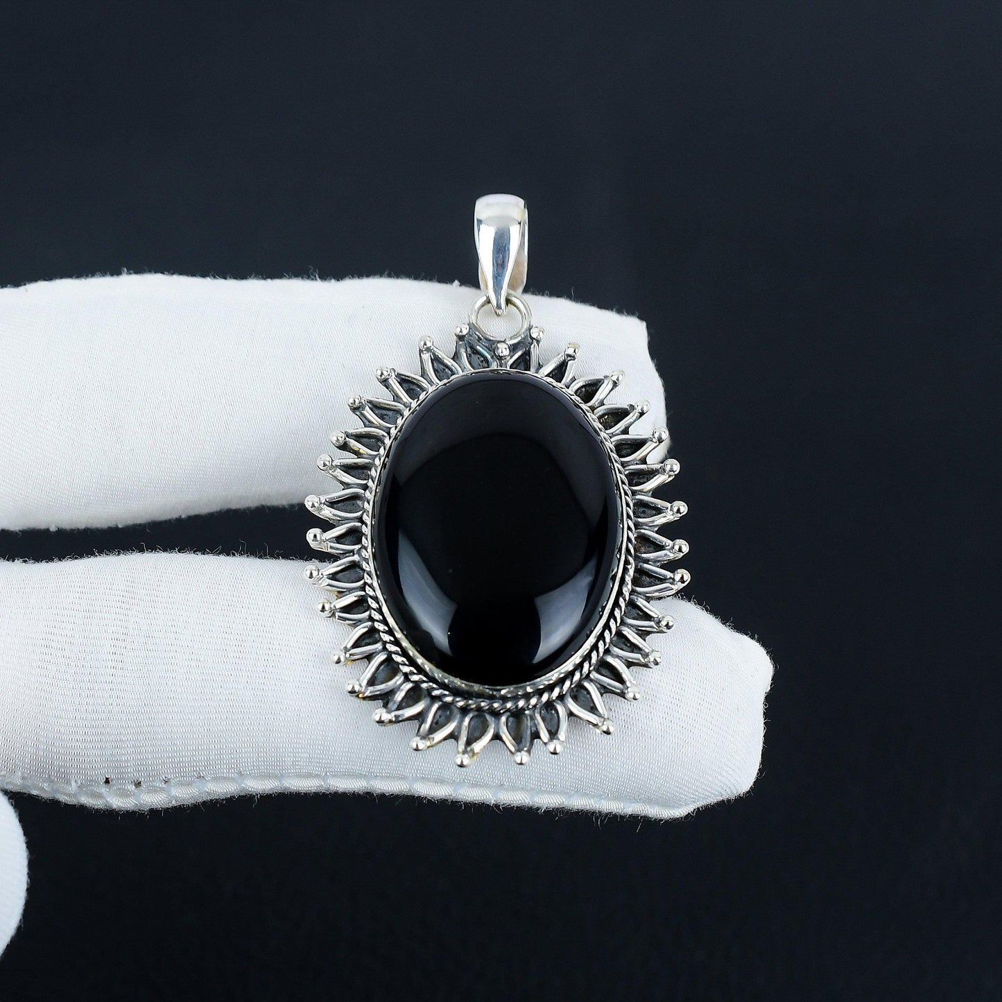 Black Onyx Gemstone Pendant