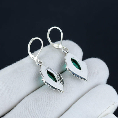 Green Apatite Gemstone Marquise Earrings