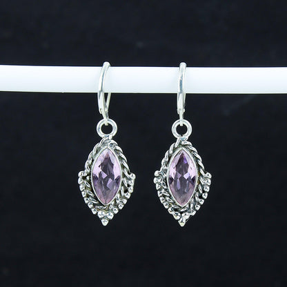 Pink Kunzite Sterling Silver Marquise Earrings