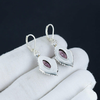 Pink Kunzite Sterling Silver Marquise Earrings