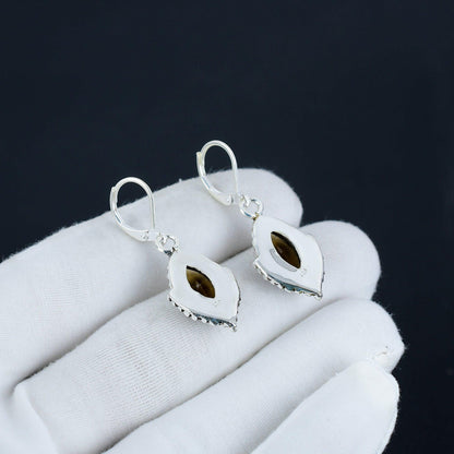 Smoky Topaz Marquise Sterling Silver Earrings