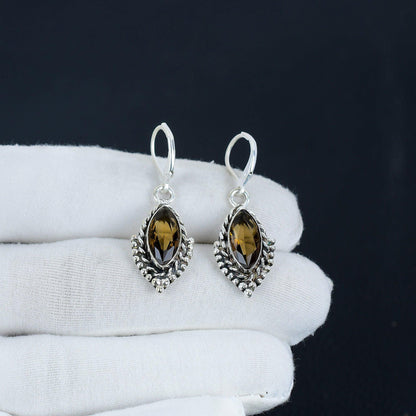 Smoky Topaz Marquise Sterling Silver Earrings