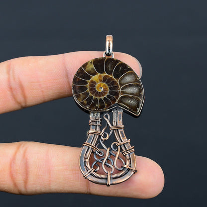 Copper Brown Ammonite Gemstone Pendant