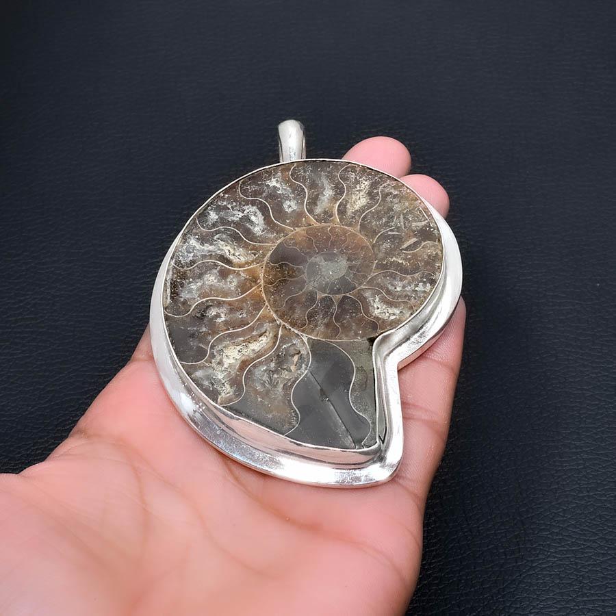 Large Brown Ammonite Gemstone Pendant