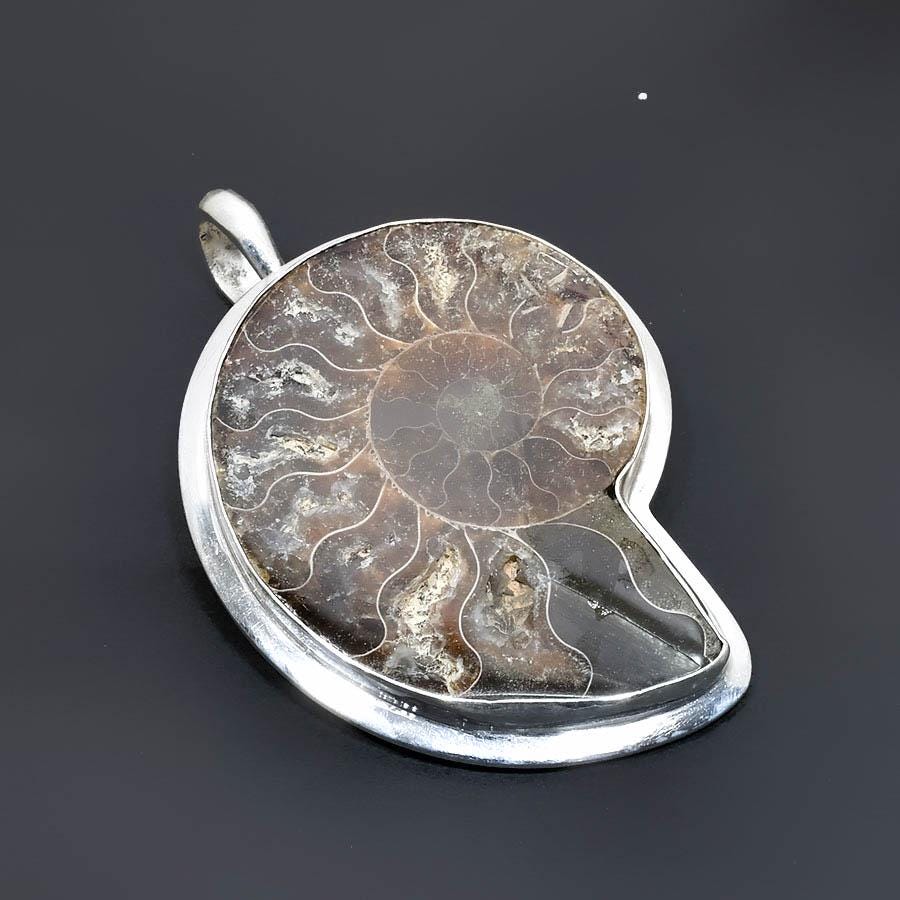Large Brown Ammonite Gemstone Pendant