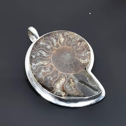 Large Brown Ammonite Gemstone Pendant